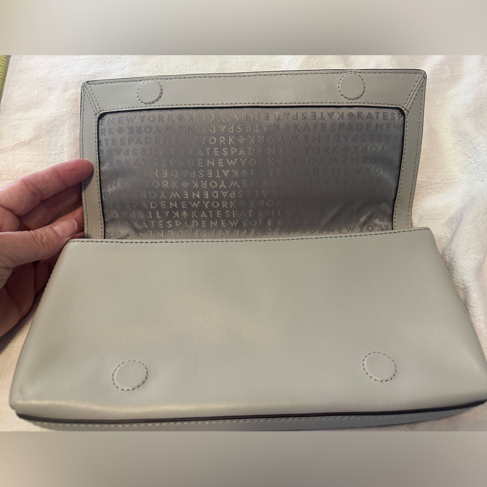 Kate Spade Gray Leather Bow Wallet / Clutch - Picture 4 of 7